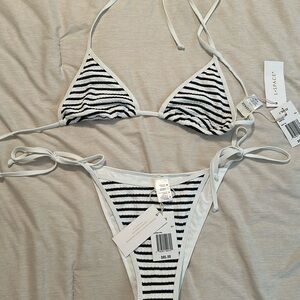 L*SPACE black and white striped bikini , NEW WITH TAGS! NEVER WORN!